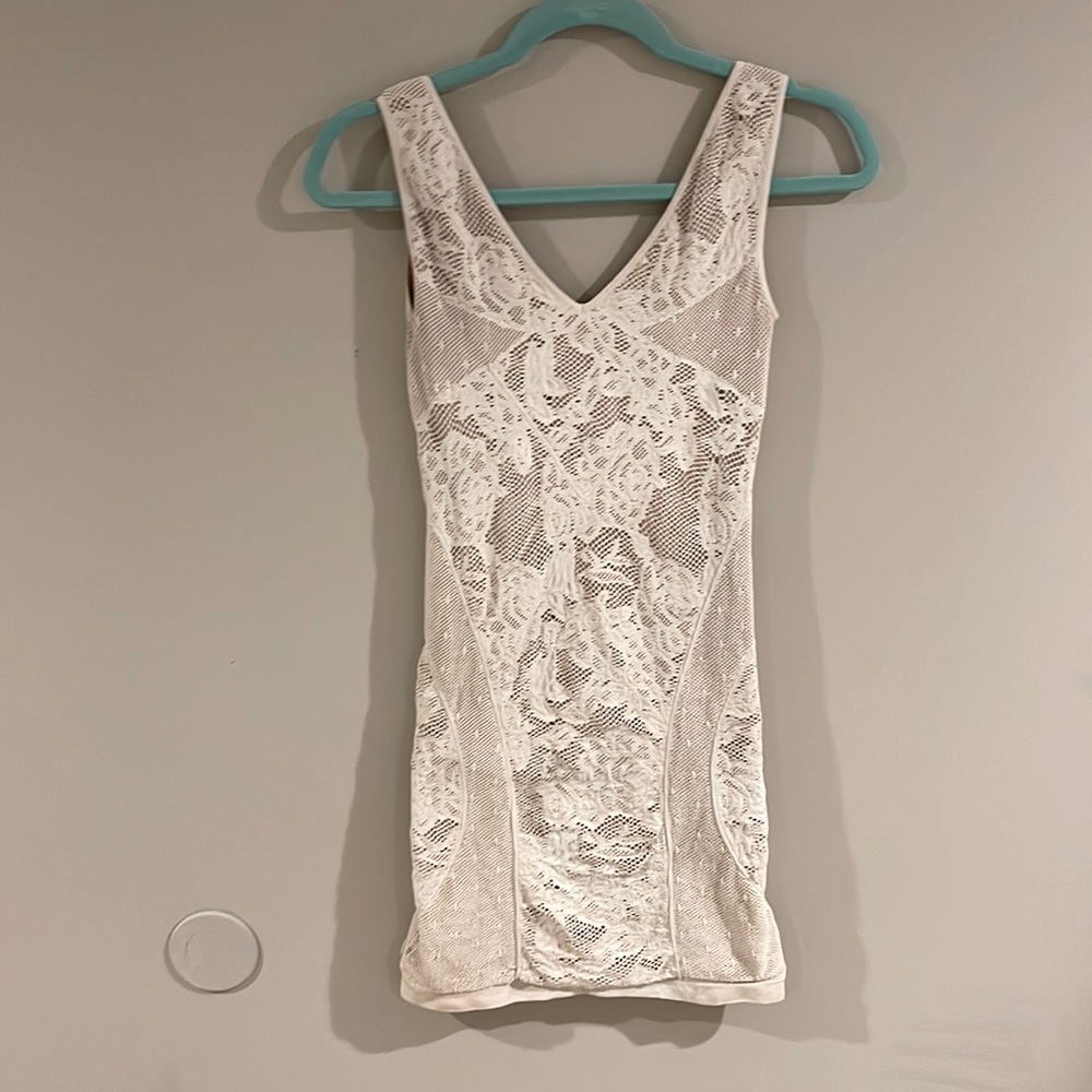 BEBE Cream / Nude Stretchy Mini Dress